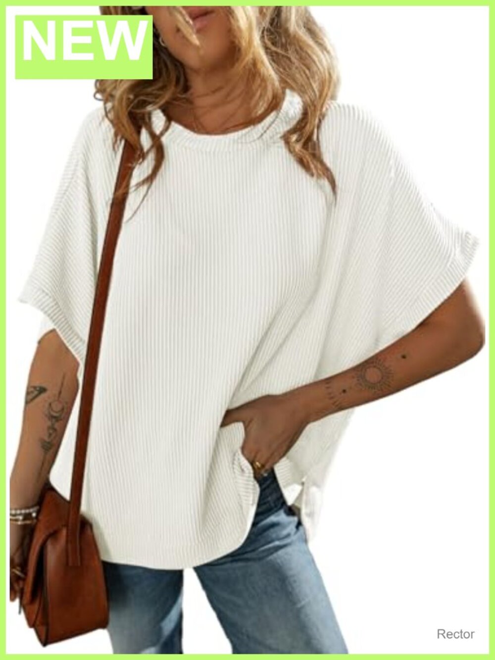 Women's Oversized Short Sleeve Tunic Top Loose Knit Pullover Blouse